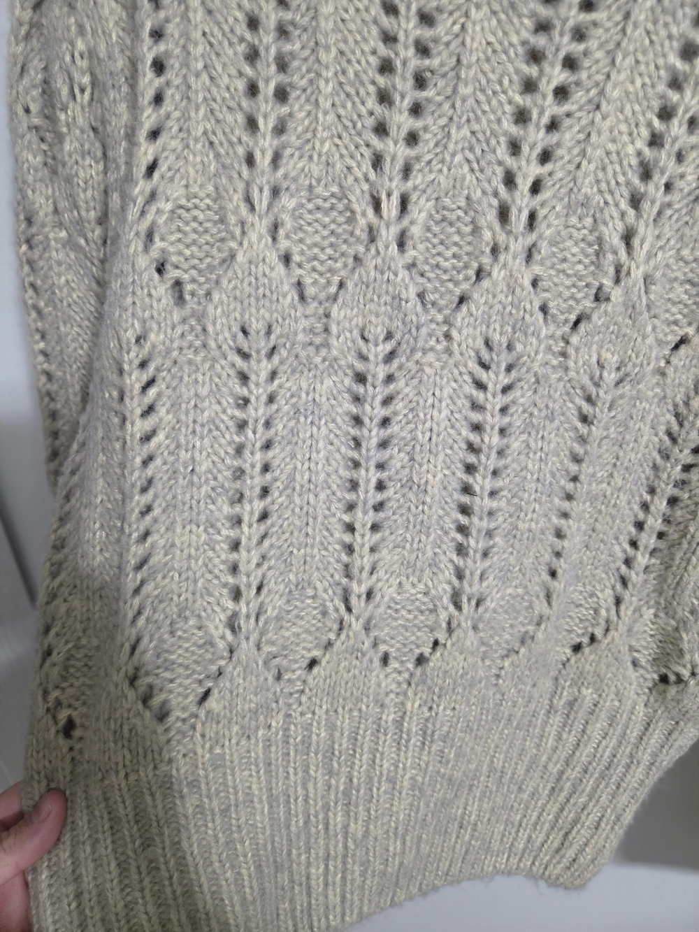 Astr Open Cable Knit Crewneck Sweater - Cream - Womens M - Picture 4 of 5